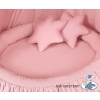 Set: Hanging canopy + Nest with flounce + pillows - pastel pink