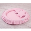 Set: Hanging canopy + Nest with flounce + pillows - pink