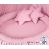 Set: Hanging canopy + Nest with flounce + pillows - pink