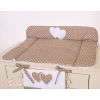 Soft Baby Changing Mat- Hanging Hearts white dots on brown