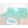 Soft Baby Changing Mat- Hanging Hearts white dots on mint