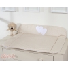 Soft Baby Changing Mat- Hanging Hearts white polka dots on beige