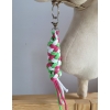 Tether for Hobby Horse made of double - dark pink/light green/white