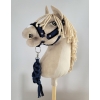 Tether for Hobby Horse made of double-twine cord - black- navy blue