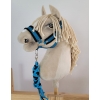 Tether for Hobby Horse made of double-twine cord - black- turquoise