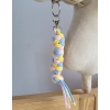 Tether for Hobby Horse made of double-twine cord - blau/hellrosa/gelb