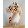 Tether for Hobby Horse made of double-twine cord - neon orange/ black