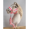 Tether for Hobby Horse made of double-twine cord - neon pink/ white