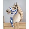 Tether for Hobby Horse made of double-twine cord - white-blue