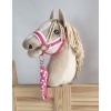 Tether for Hobby Horse made of double-twine cord - white-dark pink