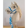 Tether for Hobby Horse made of double-twine cord - white- turquoise
