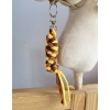 Tether for Hobby Horse made of double - yellow/ terracotta/brown
