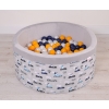 Toddlers Ball-pit minky with balls 200pcs - gray rabbits