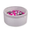 Toddlers Ball-pit minky with balls 200pcs - white dots on Gray