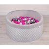 Toddlers Ball-pit minky with balls 200pcs - white dots on Gray