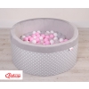 Toddlers Ball-pit minky with balls 200pcs - white dots on Gray