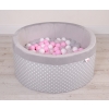 Toddlers Ball-pit minky with balls 200pcs - white dots on Gray