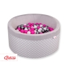Toddlers Ball-pit minky with balls 200pcs - white dots on Gray