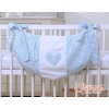 Toys bag- for Cot Bed Hanging Hearts blue flowers