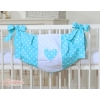 Toys bag- Hanging Hearts white dots on turquoise