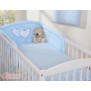Universal Baby bed bumper- Hanging Hearts blue