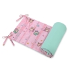 Universal bumper for cot - Owls pink-mint