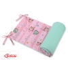 Universal bumper for cot - Owls pink-mint
