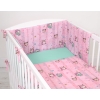 Universal bumper for cot - Owls pink-mint
