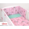 Universal bumper for cot - Owls pink-mint