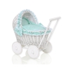 White Wicker Doll Bassinet Stroller Retro Style Basket Handmade -1034