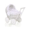 White Wicker Doll Bassinet Stroller Retro Style Basket Handmade -516