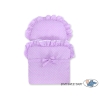 White Wicker Doll Pram Basket Purple with White Dots Dolls Bedding