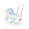 White with Blue Wooden Carriage for Dolls Blue with Big White Dots