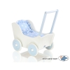 White with Blue Wooden Carriage for Dolls Blue with Big White Dots