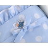White with Blue Wooden Carriage for Dolls Blue with Big White Dots
