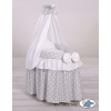 Wicker crib for doll with drape no. 2159Bedding Set White Dots on Gray