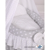Wicker crib for doll with drape no. 2159Bedding Set White Dots on Gray