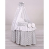 Wicker crib for doll with drape no. 2159Bedding Set White Dots on Gray