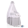 Wicker crib for doll with drape no. 2159Bedding Set White Dots on Gray