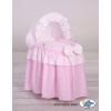 Wicker crib for doll with hood no. 2158 Bedding Set White Dots on Pink