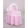 Wicker crib for doll with hood no. 2158 Bedding Set White Dots on Pink