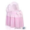 Wicker crib for doll with hood no. 2158 Bedding Set White Dots on Pink