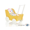 Wood Stroller Doll pram Yellow With White -548