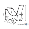 Wood Stroller Doll pram Yellow With White -737