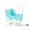 Wooden Doll Carriage Turquoise with White