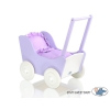 Wooden Doll pram Lilac White Purple with White Dots Dolls Bedding