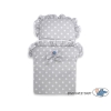 Wooden Doll Pram Stroller GrayBedding Set White Dots on Gray