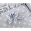 Wooden Doll Pram Stroller GrayBedding Set White Dots on Gray