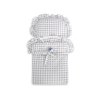 Wooden Doll Pram Stroller GrayWhite Gray Checkered