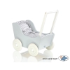 Wooden Doll Pram Stroller GrayWhite Gray Checkered